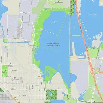 Map of William W. Powers State Recreation Area