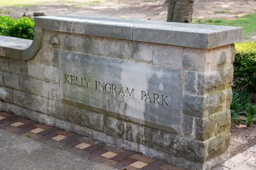 Stone entrance marker for Kelly Ingram Park