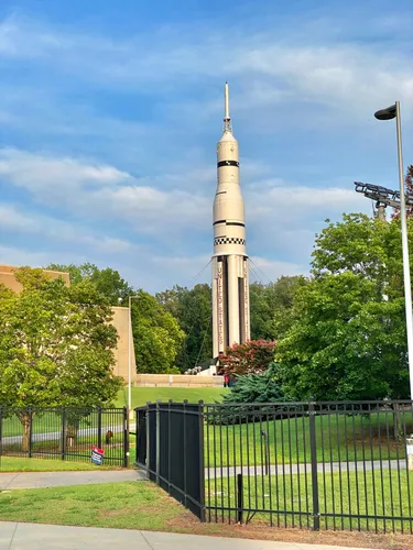 Saturn I Rocket visible in the distance