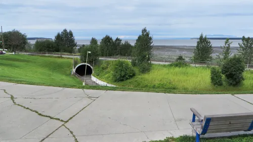 Paved pathway offers scenic views across the Anchorage landscape