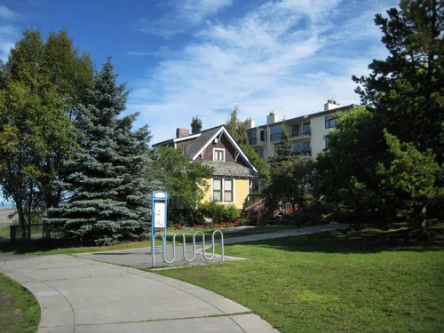 The yellow Oscar Anderson House Museum stands on the park's northern tip