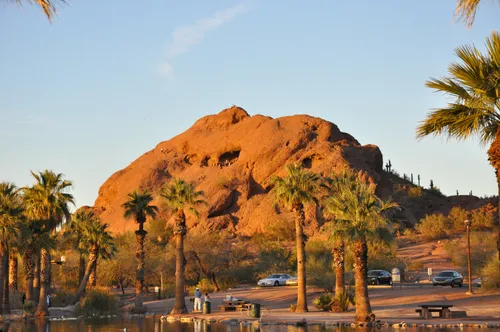 Hole-in-the-Rock formation in warm evening light