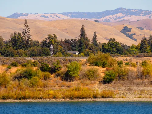 Rolling hills provide a scenic backdrop north of the park