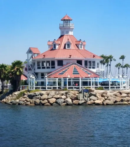 Parkers' Lighthouse across the harbor