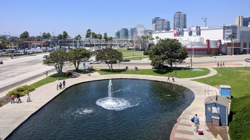 View from the convention center walkway towards the Ferris wheel just north of the park