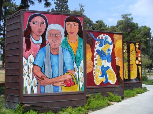 Colorful murals of The Wall Las Memorias AIDS Monument