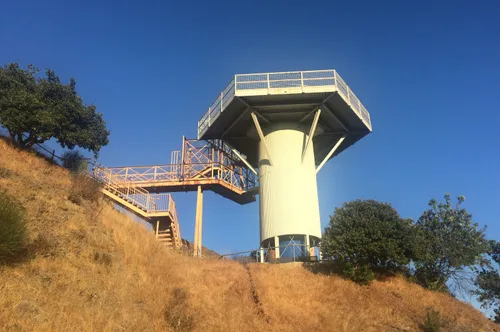 The former Nike missile site's radar tower is now used as a public observation deck