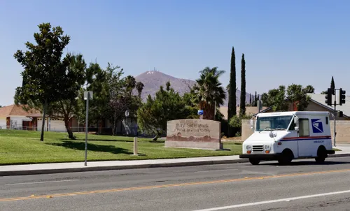 A view of the park's east edge and sign from Indian Street