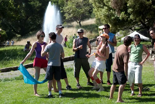 Groups enjoying the sunny weather