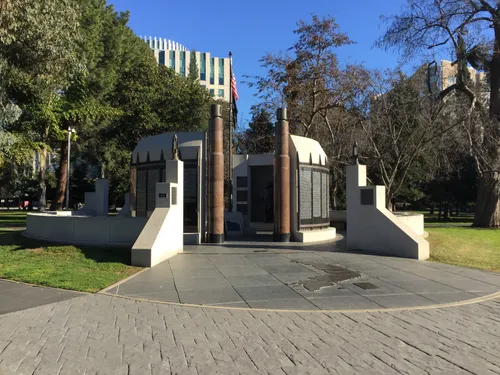 The California Vietnam Veterans Memorial with its distinctive round layout