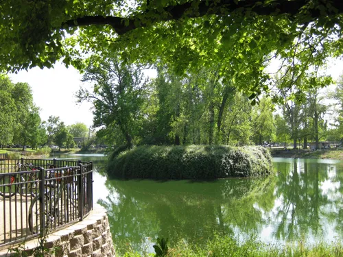 View of the island in the park's lake