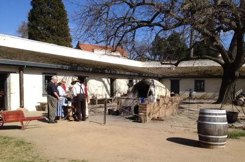 Courtyard area with historical displays and demonstrations