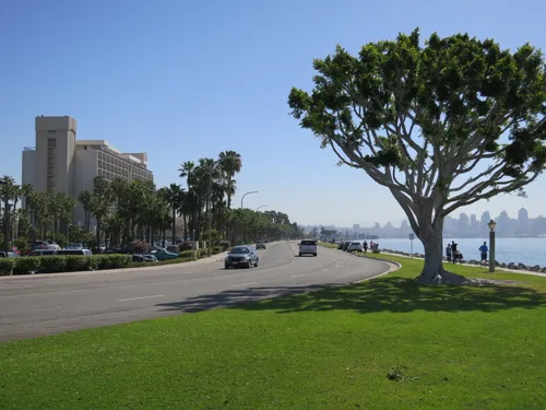 The park is an elongated strip next to Harbor Island Drive