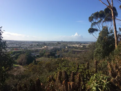 Panoramic westward view of the city from elevated park grounds