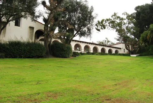 Museum's Grand Terrace visible across the manicured lawn