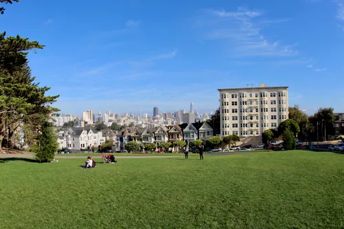 Green lawn with amazing skyline views