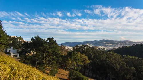 Panoramic view of the city with San Bruno Mountain on the horizon
