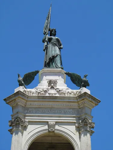 Columbia statue atop the Francis Scott Key Monument