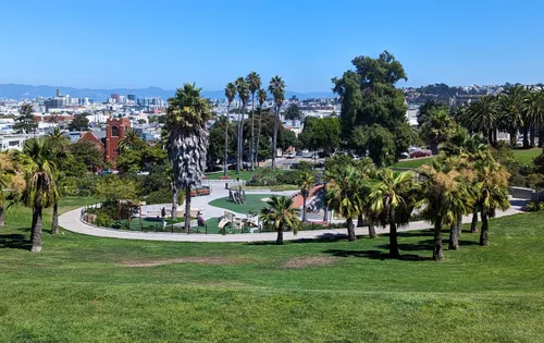 Helen Diller Playground surrounded by trees and greenery