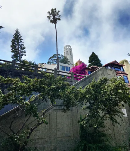 Looking up the stairway toward Coit Tower