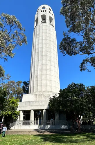Coit Tower rising against clear blue sky