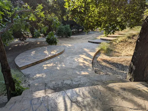 The small stone plazas connected by stairways were installed in 2006