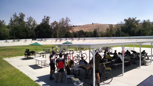 Cyclists at the Hellyer County Park Velodrome