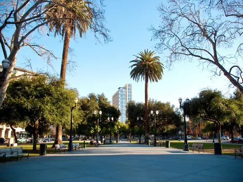 Late afternoon view of the central pathway