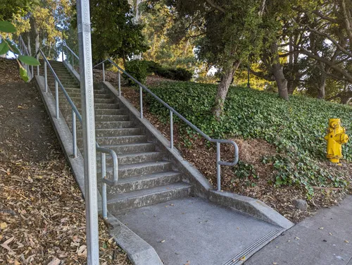 This concrete stairway connects 39th Ave with the park