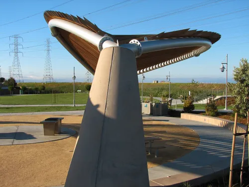 A canopy sculpture near the playground