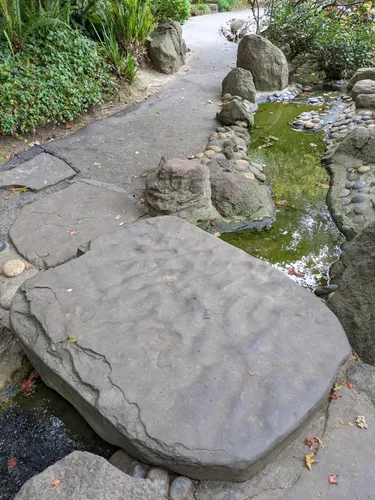 Stone pathway with artfully arranged rock formations