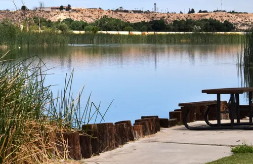 A picnic area on the east shore overlooks Horseshoe Lake