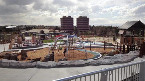 View of the large modern playground area