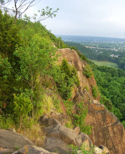 Rocky cliff overlook on top of the hill