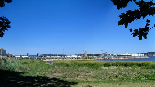 View of Long Wharf Pier at the north end of the park