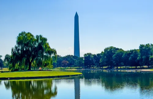 Washington Monument with Signers' Island seen on the left