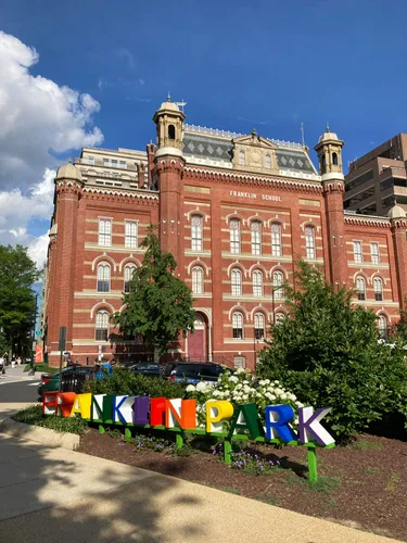 The Franklin School seen from across the park
