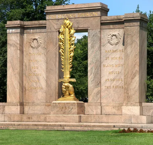 The Second Division Memorial with its golden flaming sword