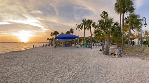 The park's south beach at sunset