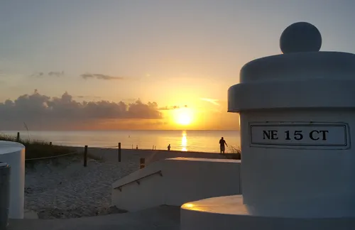 Beautiful sunset over the beach adjacent to the park