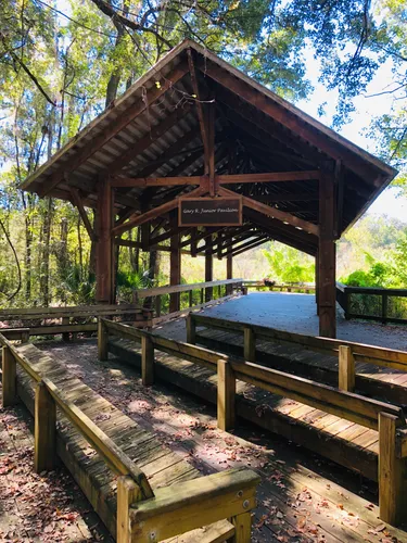 Gary R. Junior Pavilion provides a sheltered rest area for nature enthusiasts