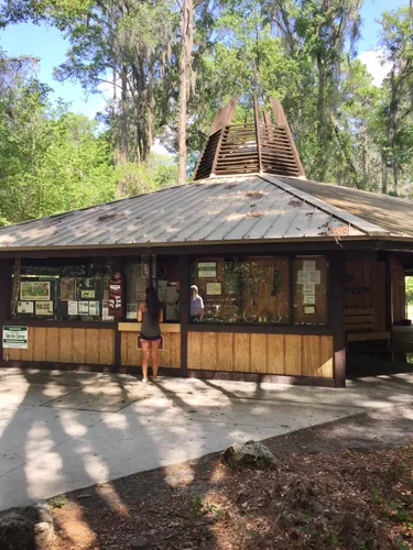 Visitor center surrounded by rees