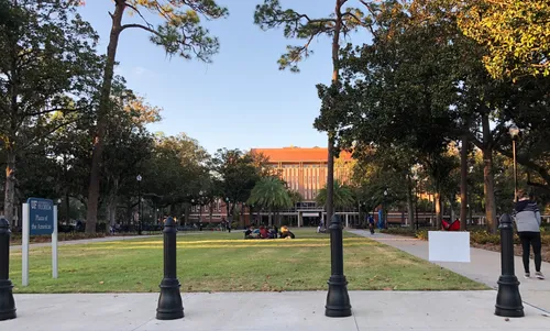 An early evening view of the plaza from Union Road