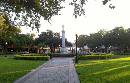 The Confederate monument seen here is no longer located at the park