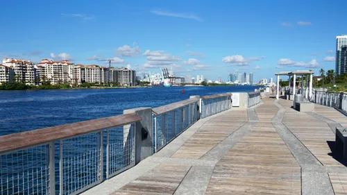 The park's pier offers panoramic views of the harbor
