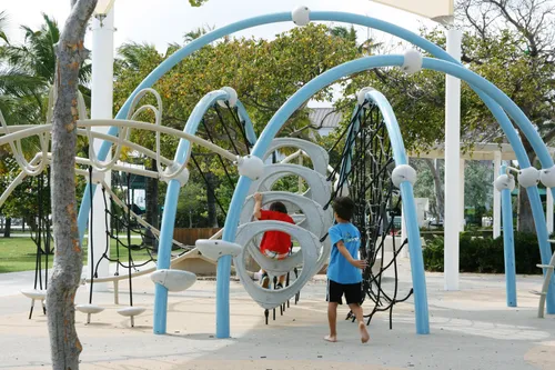 Playground with climbing structures