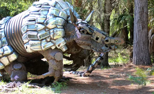 One of Paul Eppling's metal armadillo sculptures along the park's trails