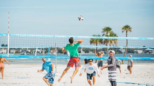 Beach volleyball action on North Shore Park's courts