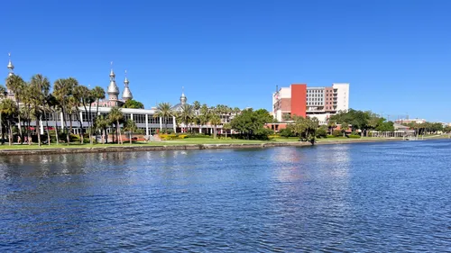 View across Hillsborough River toward University of Tampa's campus