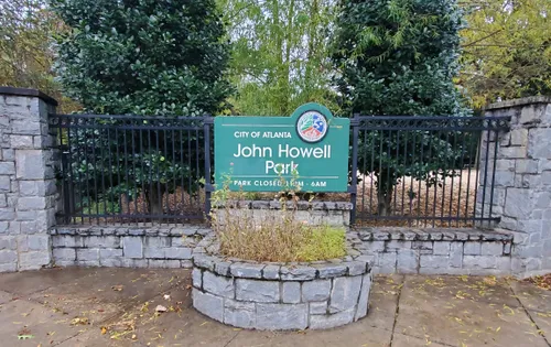 Park sign on the iron fence